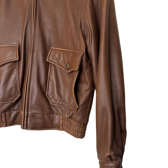 Vintage Danier Leather Bomber Jacket — 90s Brown Aviator Coat, Shearling Collar - Picture 4 of 12